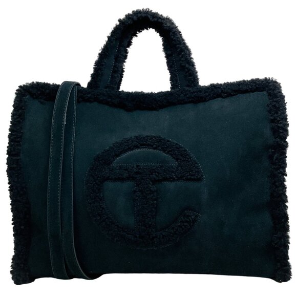 UGG X Teflar Black Suede Shearling Shopper Tote - Picture 1 of 11